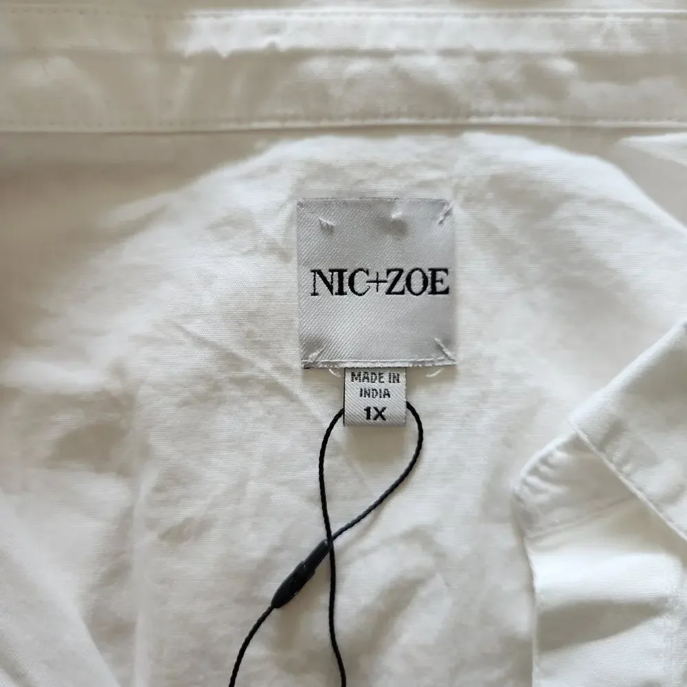 Nic+Zoe Eyelit Sleeves White Button Front Blouse Size 1X NWT - Picture 11 of 11